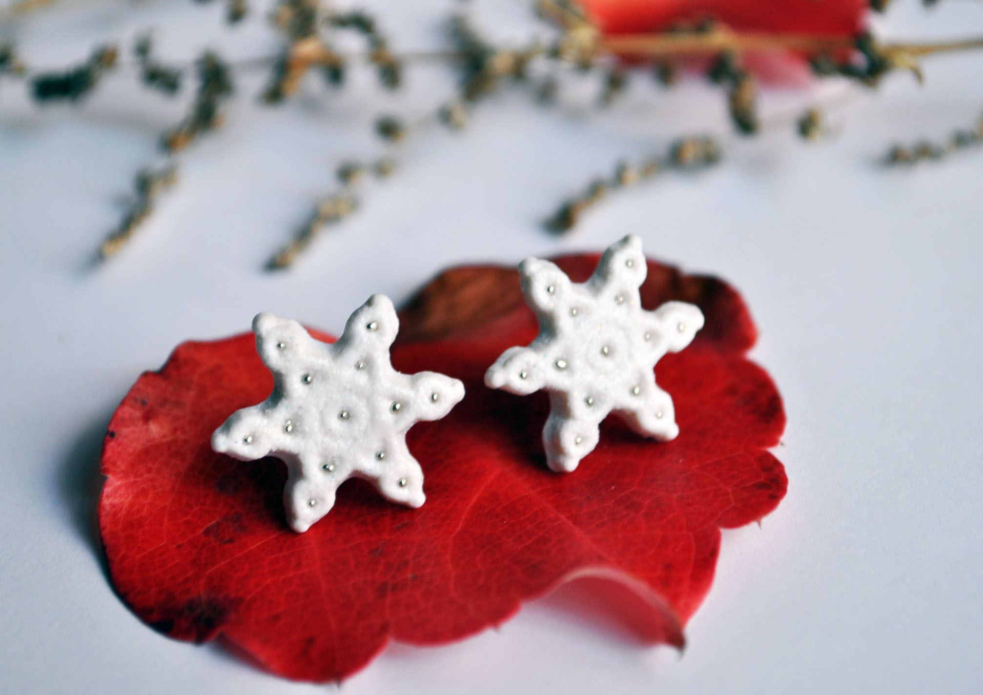 http://afuahandmade.storenvy.com/collections/34543-earrings/products/3872554-snowflake-stud-earrings
