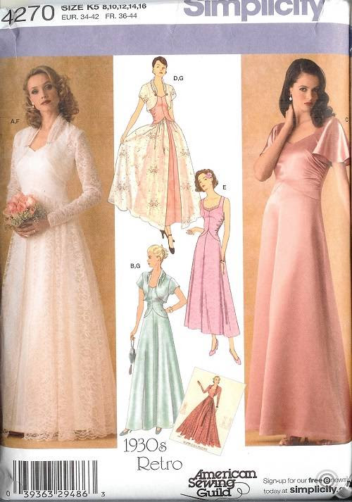 Simplicity Sewing Pattern  Bridal Evening Gown Bridesmaid  