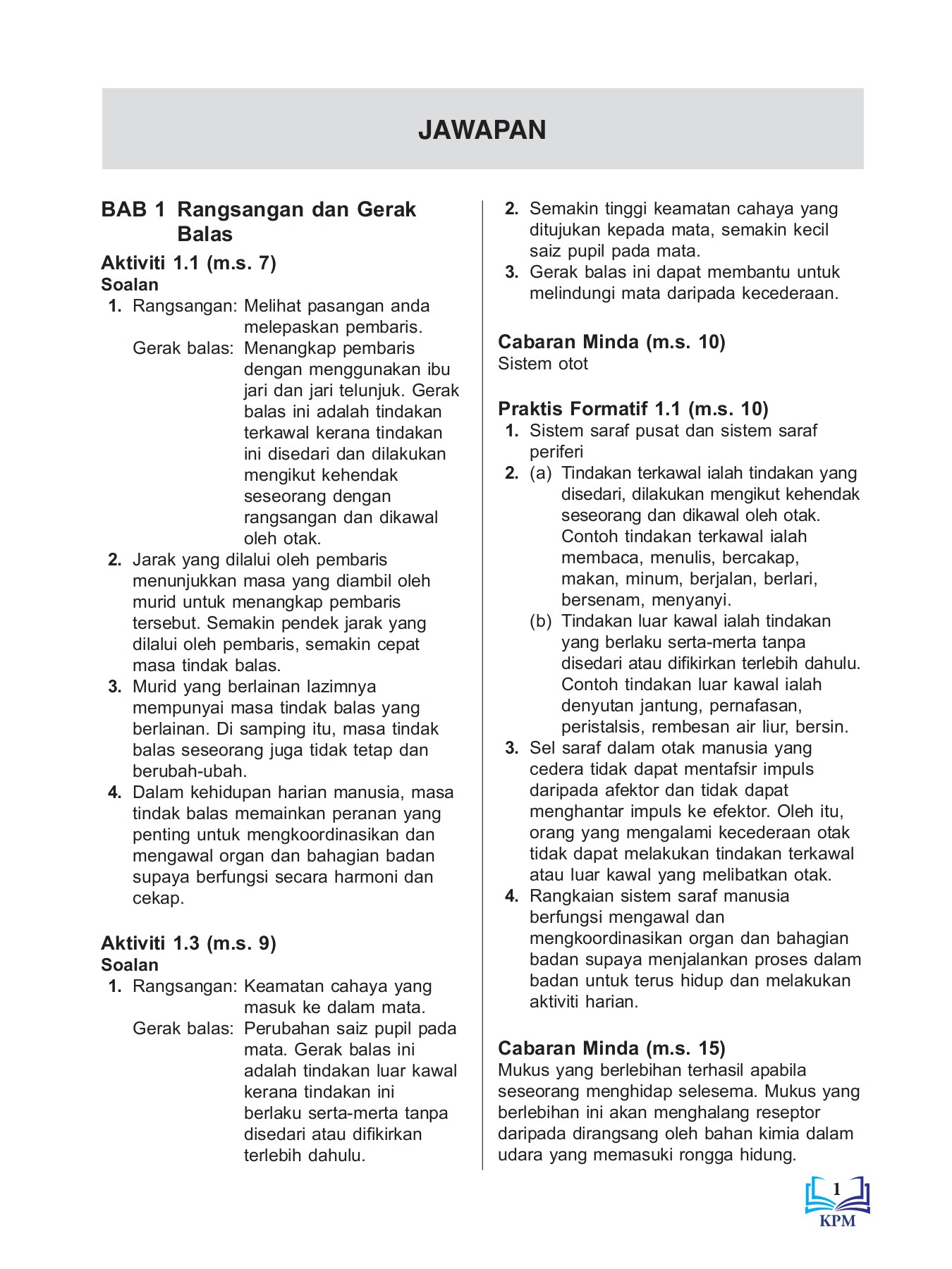 Science Text Book Form 3 Answer
