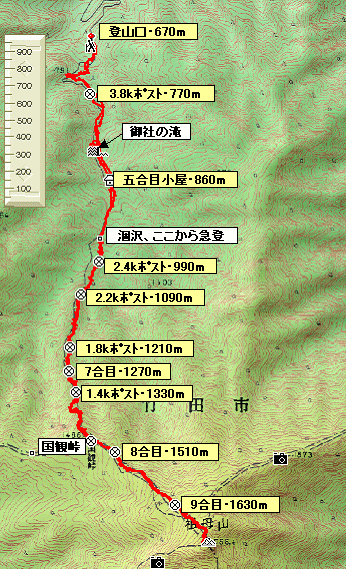 祖母山 神原 ５合目小屋 御社の滝