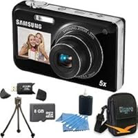 Samsung PL170 DualView 16 Megapixel Black Digital Camera, Dual LCDs, 5x Wide-Angle Zoom Lens, HD Video, Dual Image Stabilization. Bundle Includes 8 GB Memory Card, Card Reader, Deluxe Carrying Case, Mini Tripod, and 3Pcs. Lens Cleaning Kit.