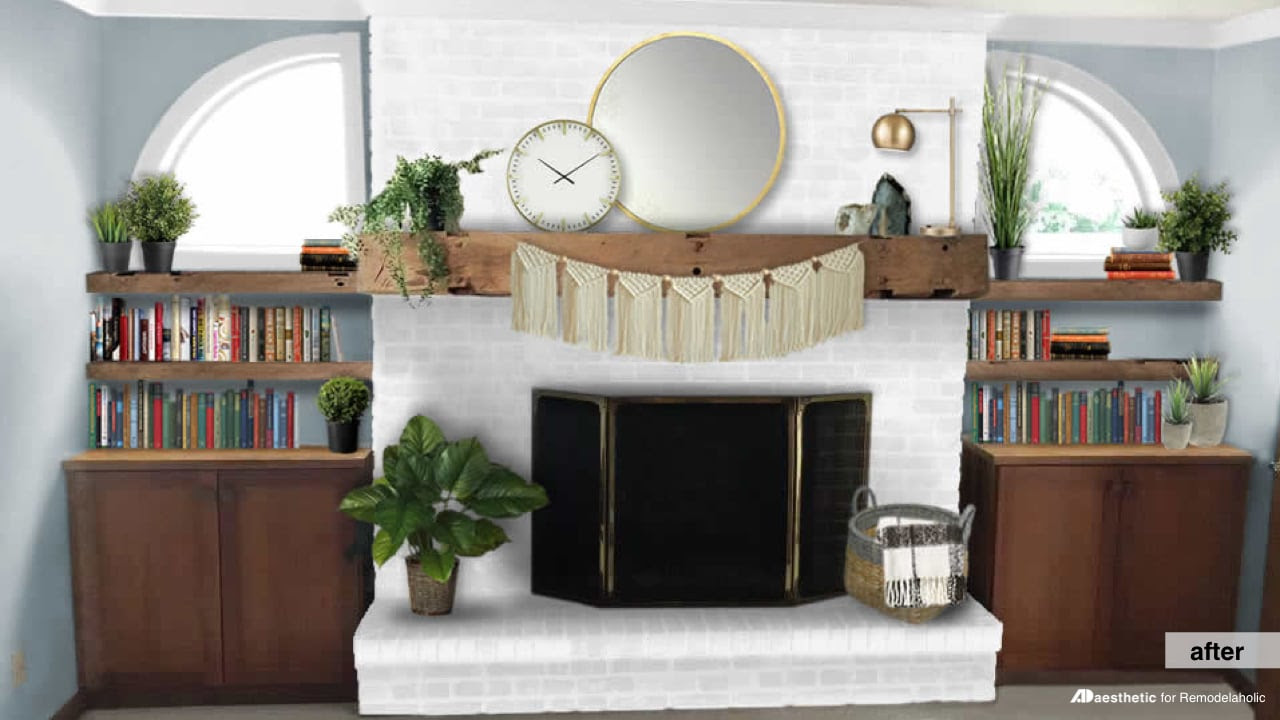 After Brick Fireplace Facelift 