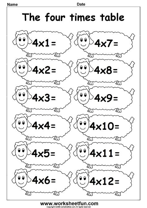 Learners must multiply by rounding and adjusting the number to enhance their math skills. multiplication worksheets 4s times tables worksheets