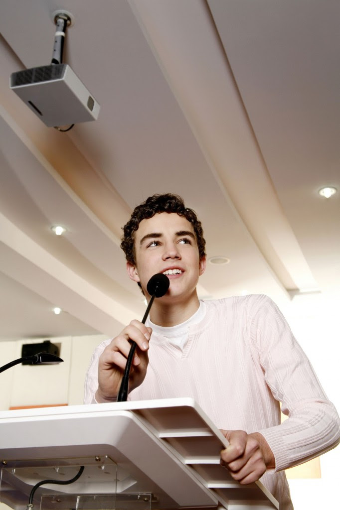 young man giving a speech
