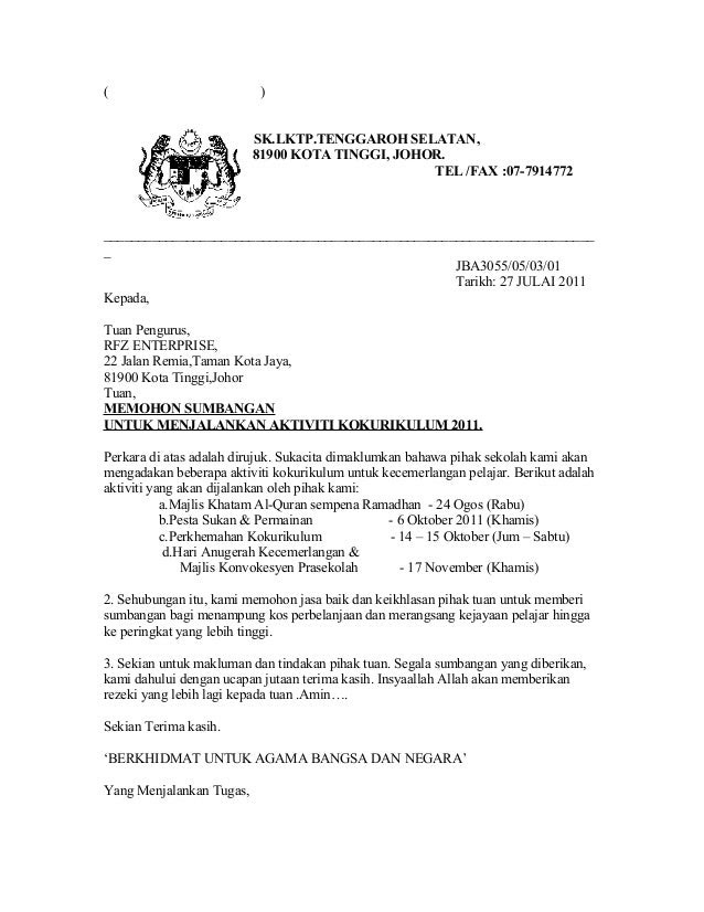 Contoh Surat Pengesahan Daripada Pengarah Agensi