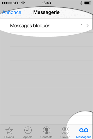Blocage d’appelle - messages bloqués