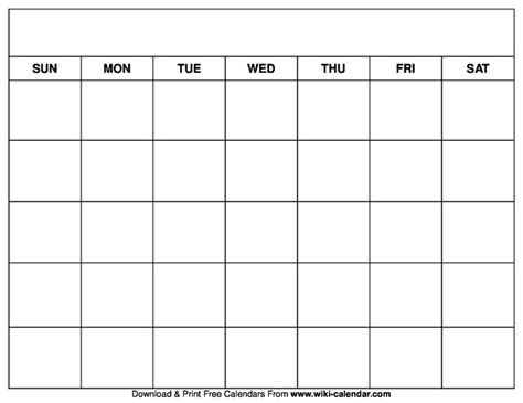  free blank calendars by month printable blank calendar templates with
