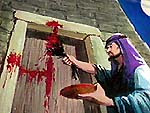 Doors marked with blood. Copyrighted.