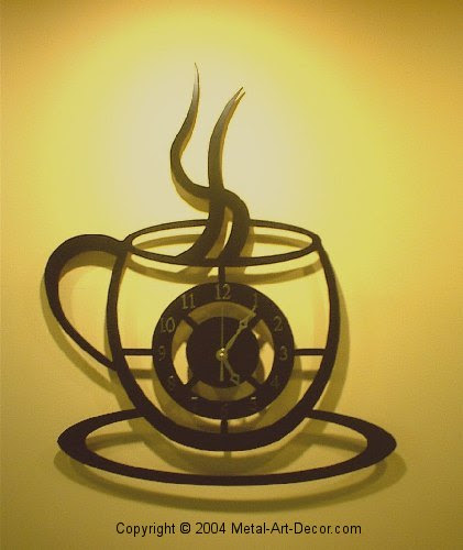 Kahve Kupası tasarımlı duvar saatleri                     Tasarım : Metal Art Dekor