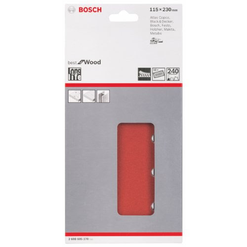  Bosch 2608605270 Feuilles abrasives Lot de 10 115 x 230 mm Grain 240