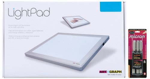 Artograph 17 inch by 24 inch Light Pad Light Box 225-950 with Sakura Pigma Micron Pen Set, 3-Pack, Black Ink