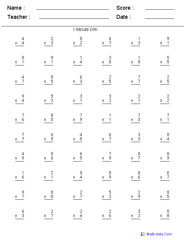 Multiplication Worksheets | Dynamically Created Multiplication ...