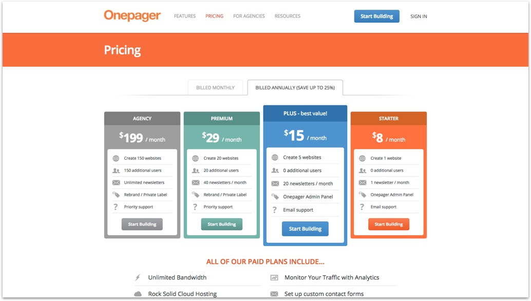 one pager annual pricing 2017