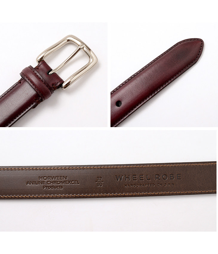 Wheel Robe ウィールローブ 30mm ドレスベルト クロムエクセル 本革 布 メンズ 日本製 30mm Dress Belt Cromeexcel グッズ 小物 ベルト Rococo ロココ 通販 メンズファッション