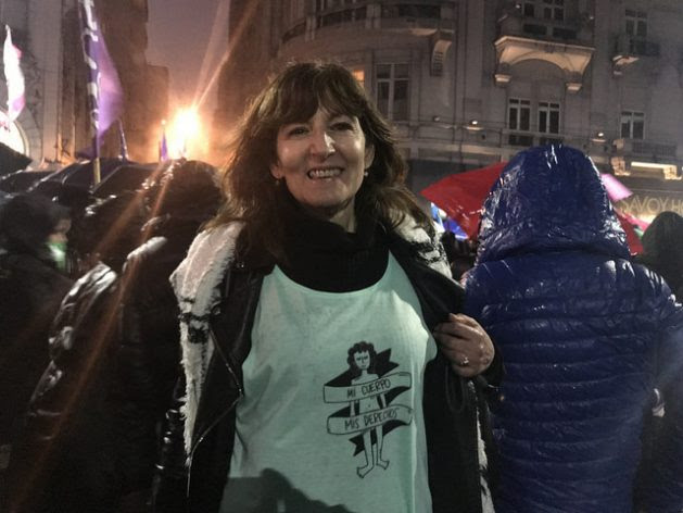 A demonstrator in Buenos Aires wears a T-shirt with the slogan "my body, my rights," one of the slogans of the so-called green tide - the colour adopted by the movement for the legalisation of abortion, which is beginning to spread to other Latin American countries. Credit: Fabiana Frayssinet/IPS