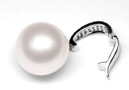 Originalfoto DIAMANTANHÄNGER 14,6 SUPER-FEINE SÜDSEEPERLE 18K LUXUS!