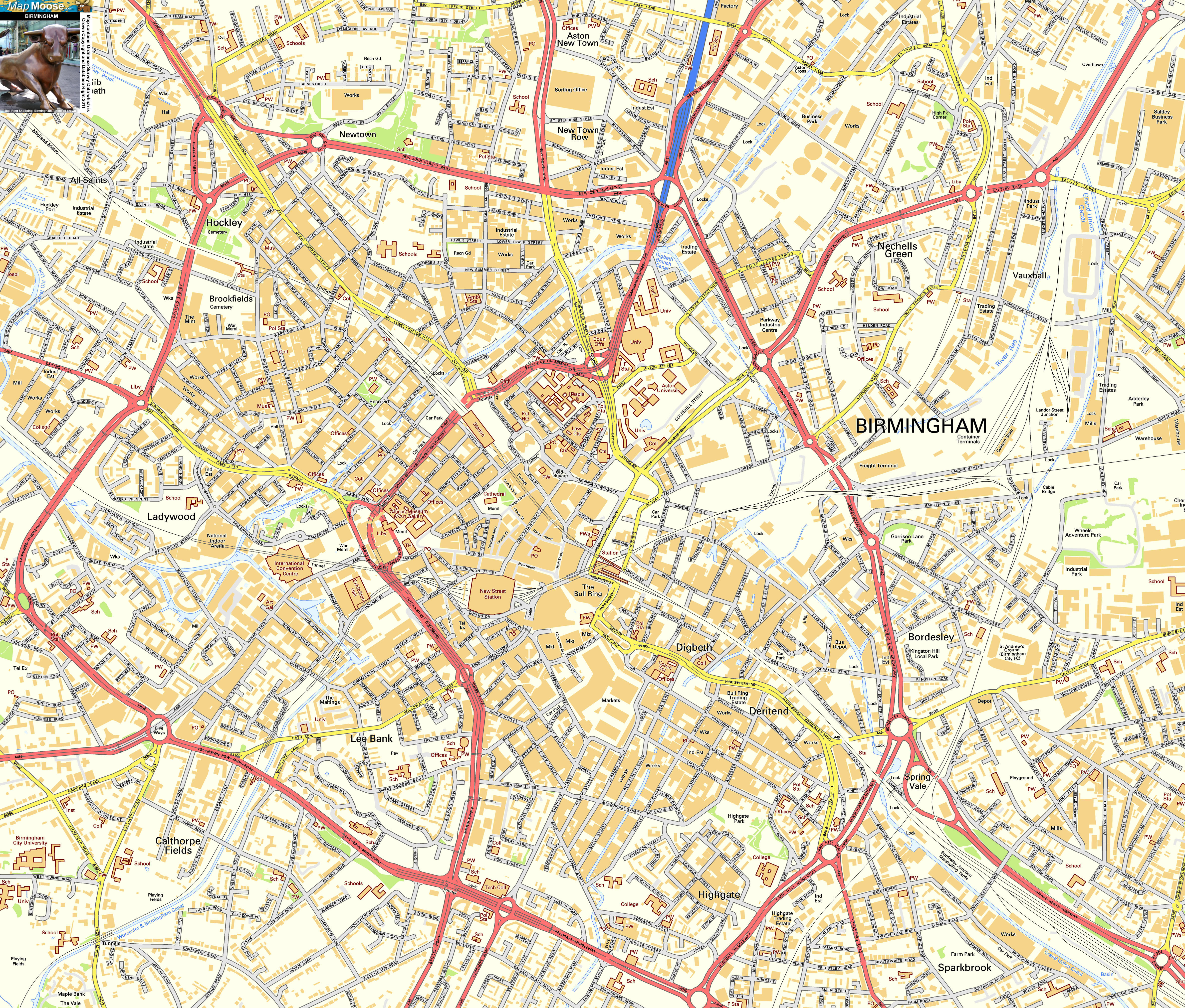 map birmingham city centre Birmingham Offline Street Map Including The Bull Ring New Street map birmingham city centre