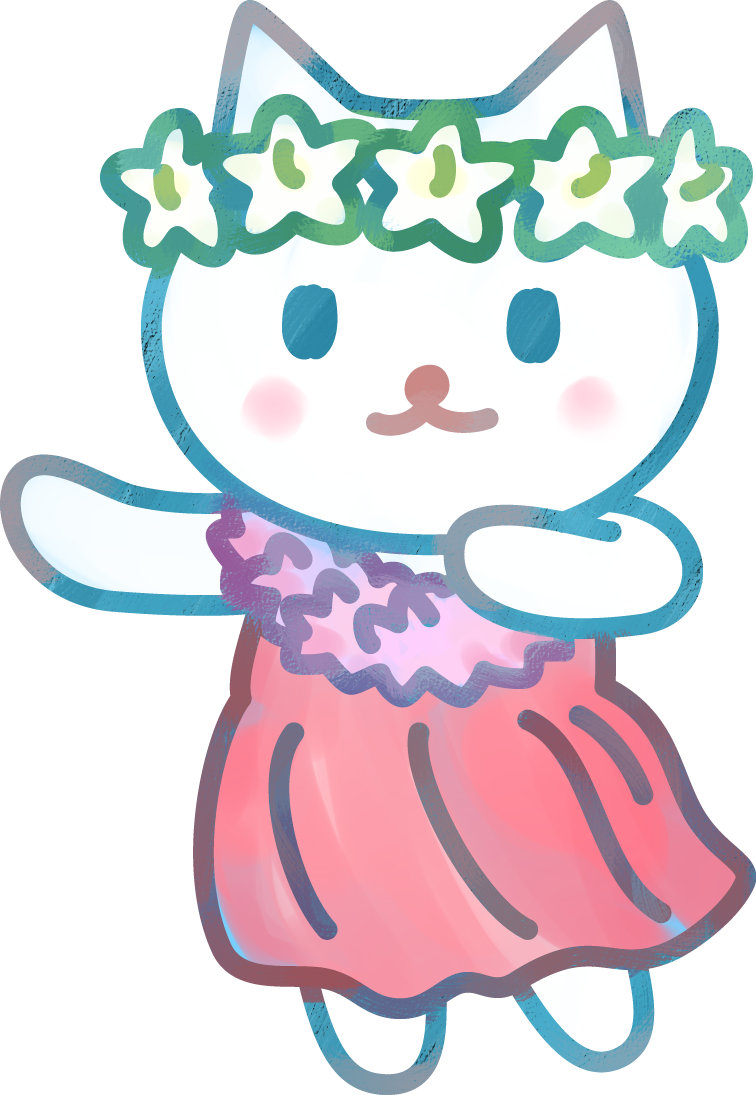 フラダンスイラスト ネコとブタのフラガール ハワイアン 可愛い無料イラスト素材集