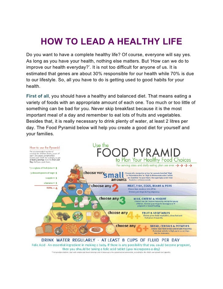 How to lead a healthy life