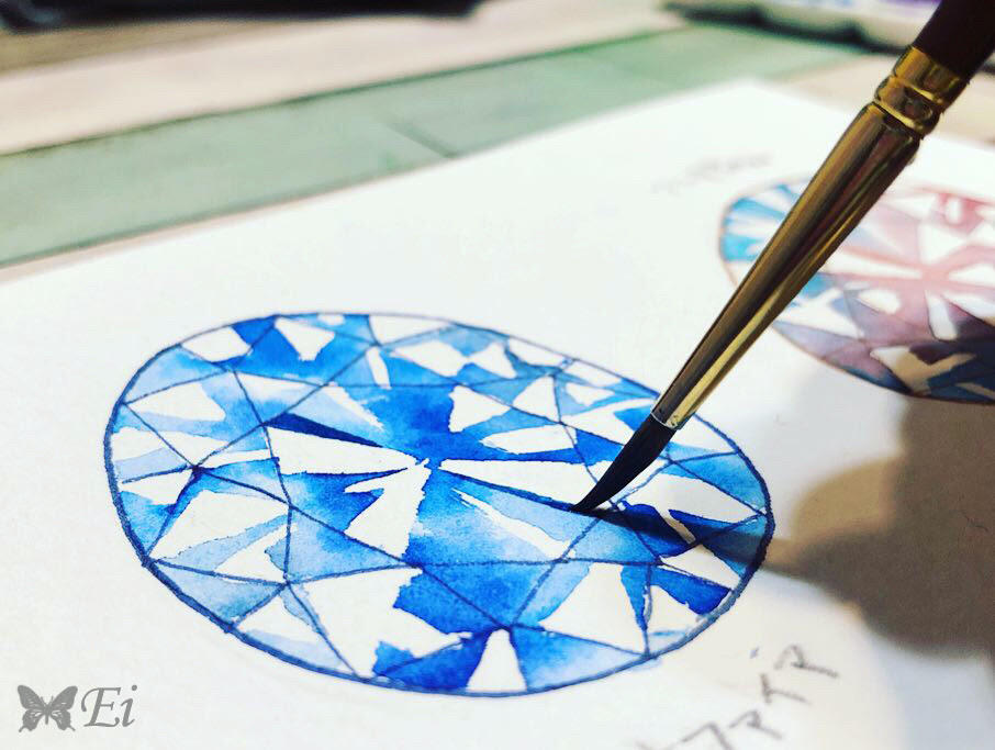 透明水彩を使った宝石の描き方 瑩のオリジナル Coffret A Bijoux