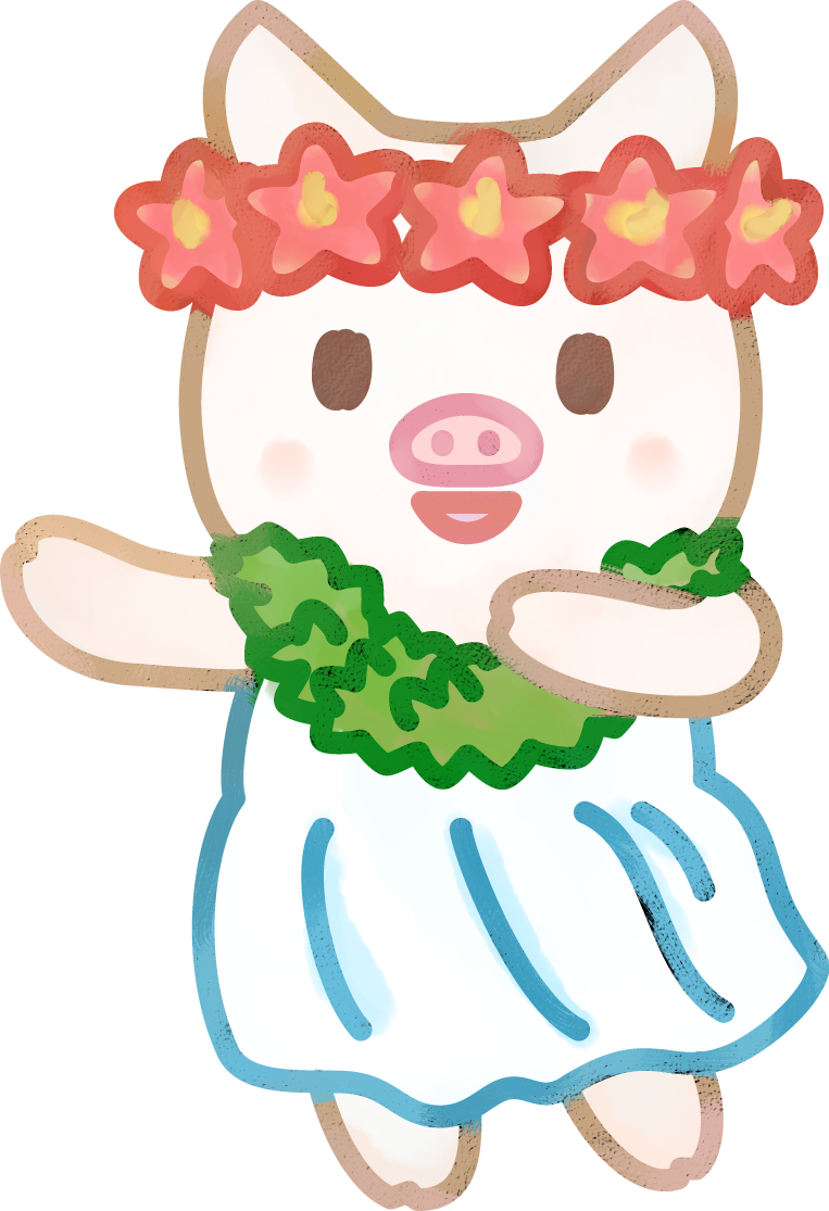フラダンスイラスト ネコとブタのフラガール ハワイアン 可愛い無料イラスト素材集