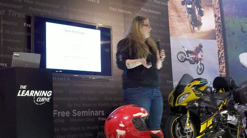 Brittany Morrow 'Rock the Gear' talking about safety gear. #motorcycleshow