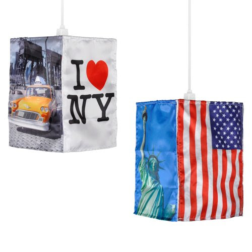 Abat-Jour Abat Jour Lustre Suspension, NEW YORK, USA FLAG, Drapeau Etats-Uni, Americaine, BIG APPLE, NYC, Pour Douille de 28mm ou 42mm Rétro