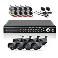 Zmodo 16 Channel CCTV Surveillance Network Smartphone Remote Access DVR System With 8 Outdoor CCD Waterproof Security Cameras-NO HD