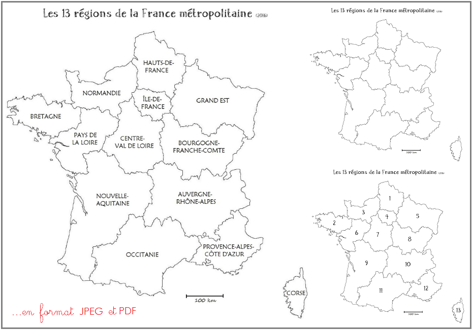 Cartes Des Regions De La France Metropolitaine 16 Craie Hative
