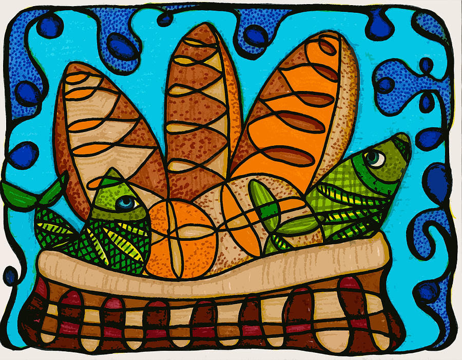 Five Loaves Two Fish Original by Suzanne Frie