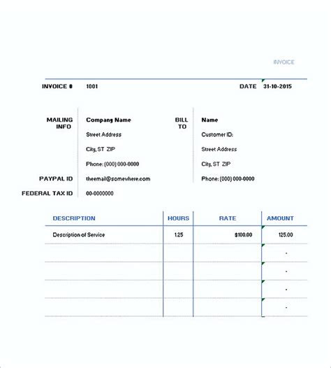  hourly invoice template