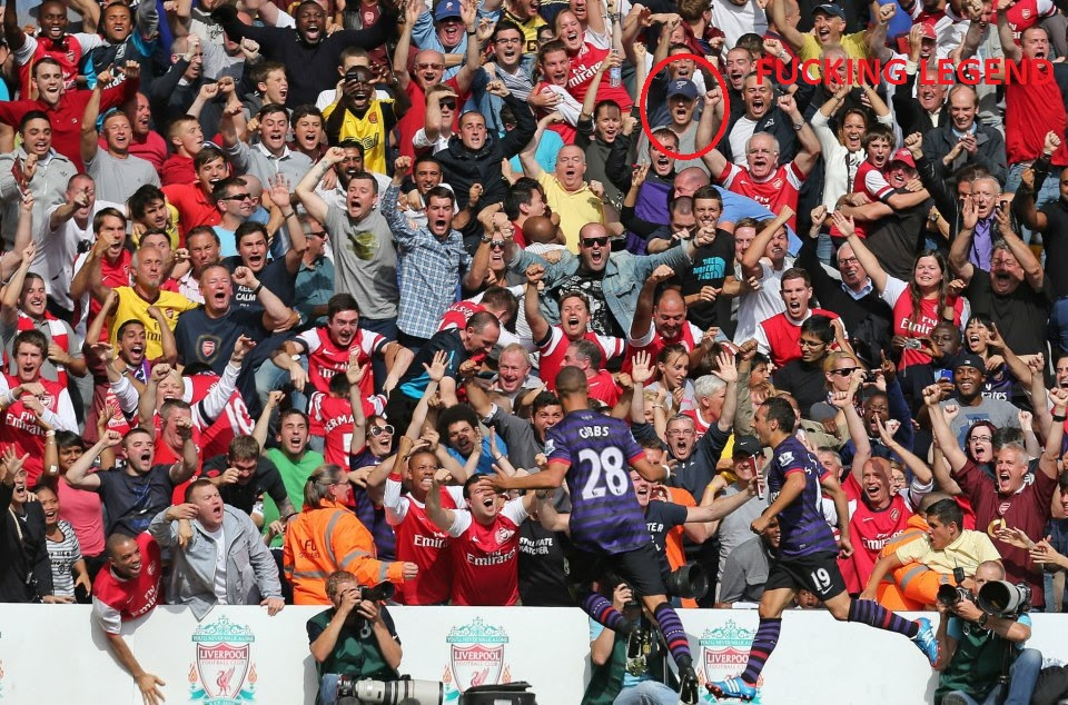Saw a picture of Arsenal's away fans celebrating at ...
