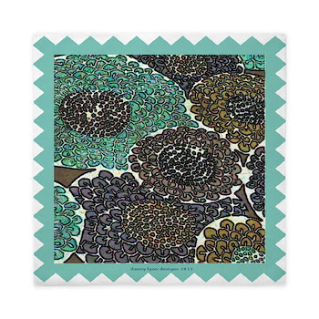 Teal Zinnias Queen Duvet