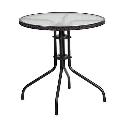 Buy Now Flash Furniture 28'' Round Tempered Glass Metal Table with
Black Rattan Edging (TLH-087-BK-GG) Before Special Offer Ends