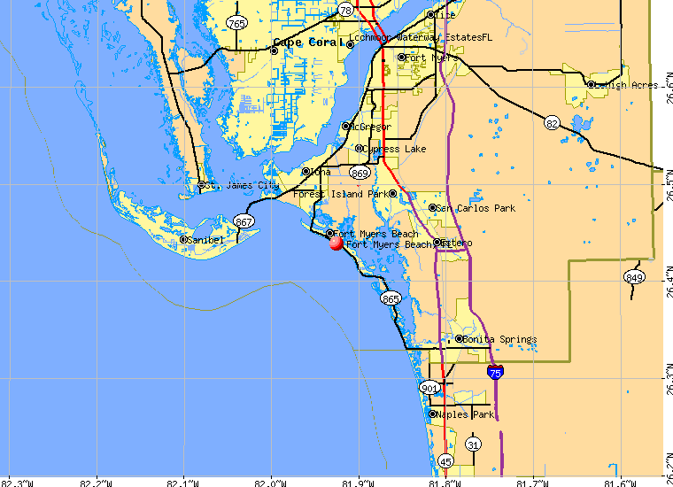 Map Fort Myers Beach Florida 2018