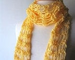 Cotton Scarf - Lemon Yellow Spring Summer Lightweight Crochet Scarf - Free Shipping