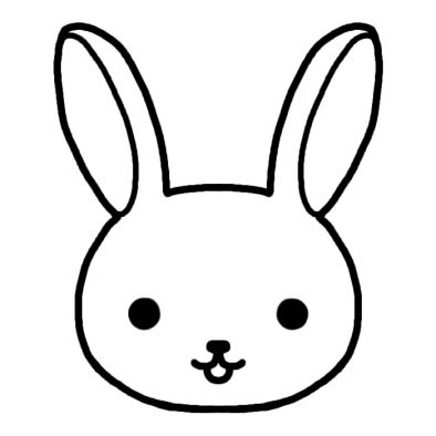 ウサギ 兎 動物の顔 動物 無料 白黒イラスト素材