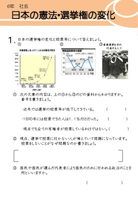 ドリルズ 小学6年生 社会 の無料学習プリント日本の憲法 選挙権の変化