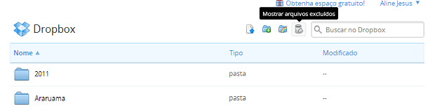 Dropbox permite recuperar arquivos e pastas deletadas (Foto: Reprodução/Aline Jesus)