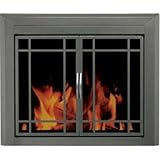 Pleasant Hearth ED-5412 Edinburg Glass Firescreen, Gunmetal, Large
