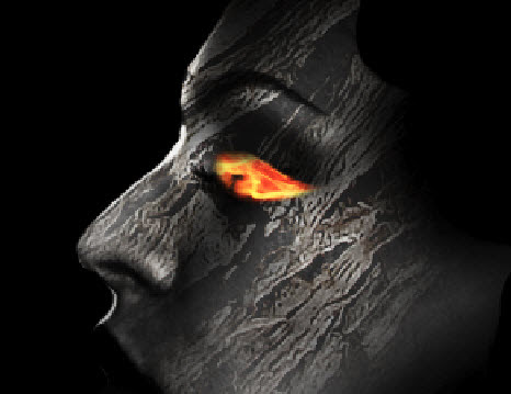 4 screen Design a Unique Wooden Face with Fiery Eye and Tear in Photoshop
