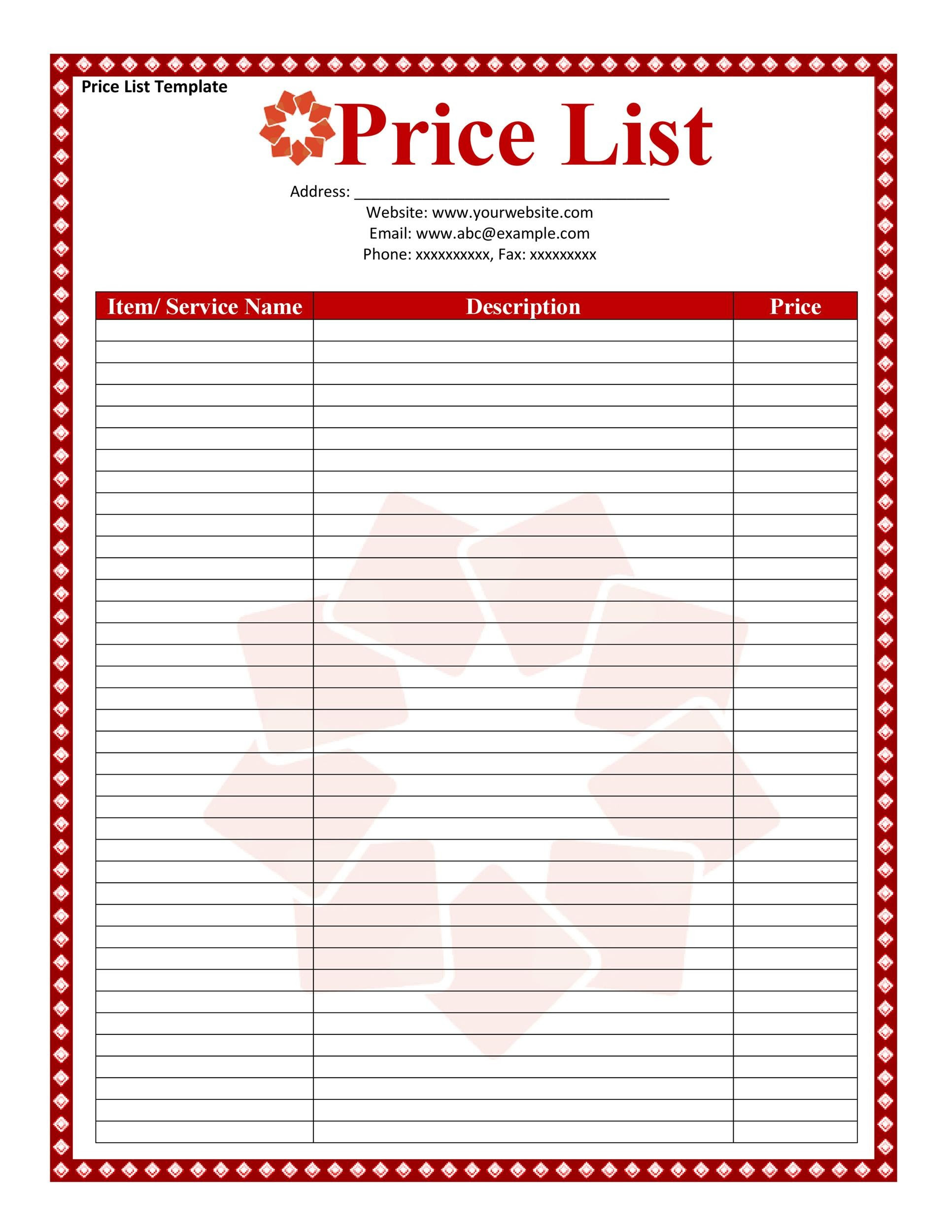 40 FREE Price List Templates Price Sheet Templates  Template Lab