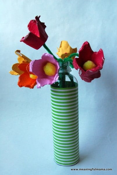 Day #221 Egg Carton Flower Bouquet - Meaningfulmama.