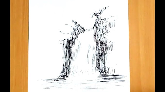 House On Waterfall Drawing - Drawing a natural waterfall....Step by step - YouTube / The book is so well made from the cover, to the drawings on the inside flaps.
