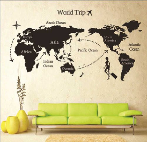Mur étiquette Amovible Monde Voyage Carte Art Décalque Murale DIY Décor HG-0501