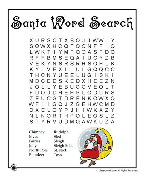  printable christmas word puzzles santa word search classroom jr