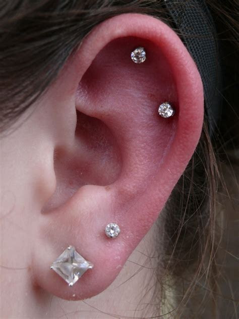 A double helix or triple helix is very popular, the combinations are endless and. Double ear piercing: Jewelry, Cost, Pictures | Body