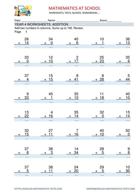 Use multiples and apply them to solve problems. year 4 maths worksheets addition adding two numbers in columns sums