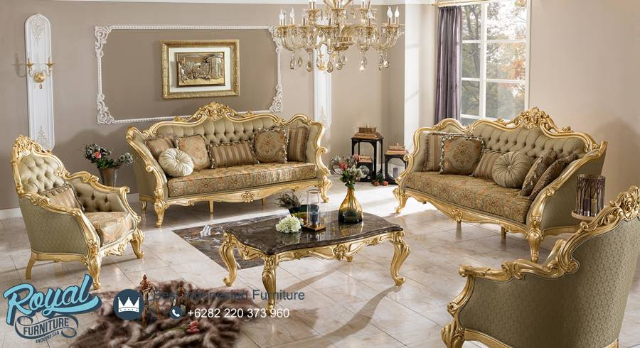 Set Kursi  Tamu Sofa  Terbaru Mewah  Finishing Gold  Royal 