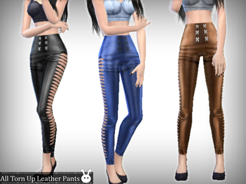 The Sims 4 Pants For Adult Female,  All Torn Up Leather Pants 